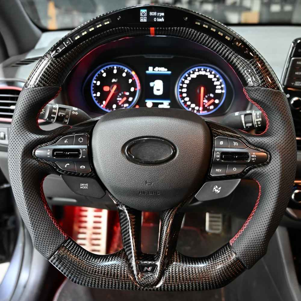 Carbon steering wheel with gearshift indicator for Hyundai i30N