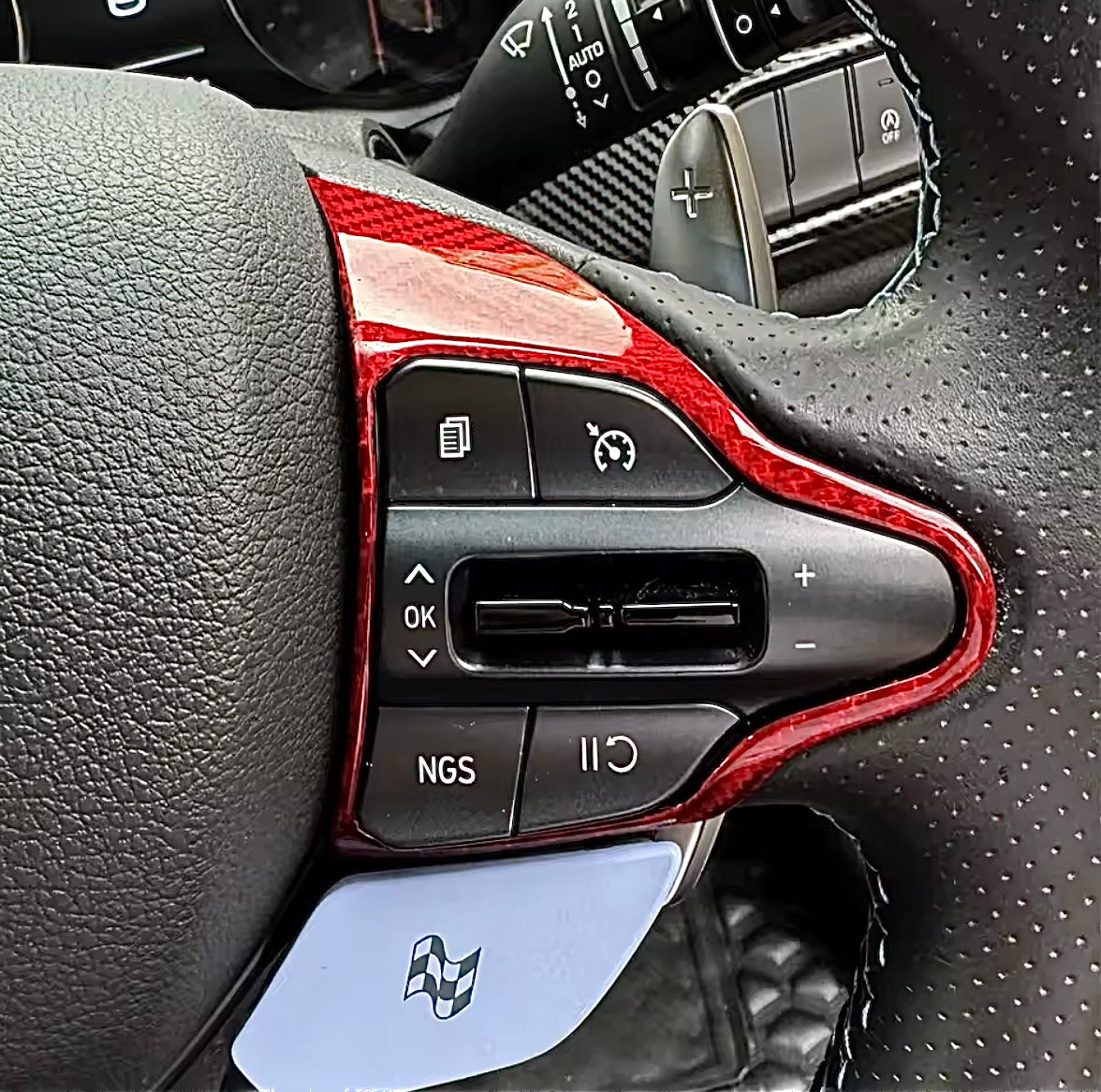 Hyundai Lenkrad passende Abdeckung für Knopfumrandung rechts in Carbon Rot