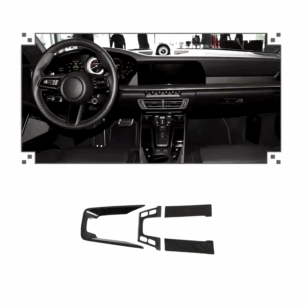 3-teiliges Carbon Zierleisten-Set für Porsche 911 992 – Innenraum-Tuning für Carrera 4/4S, Turbo S, GTS, Targa