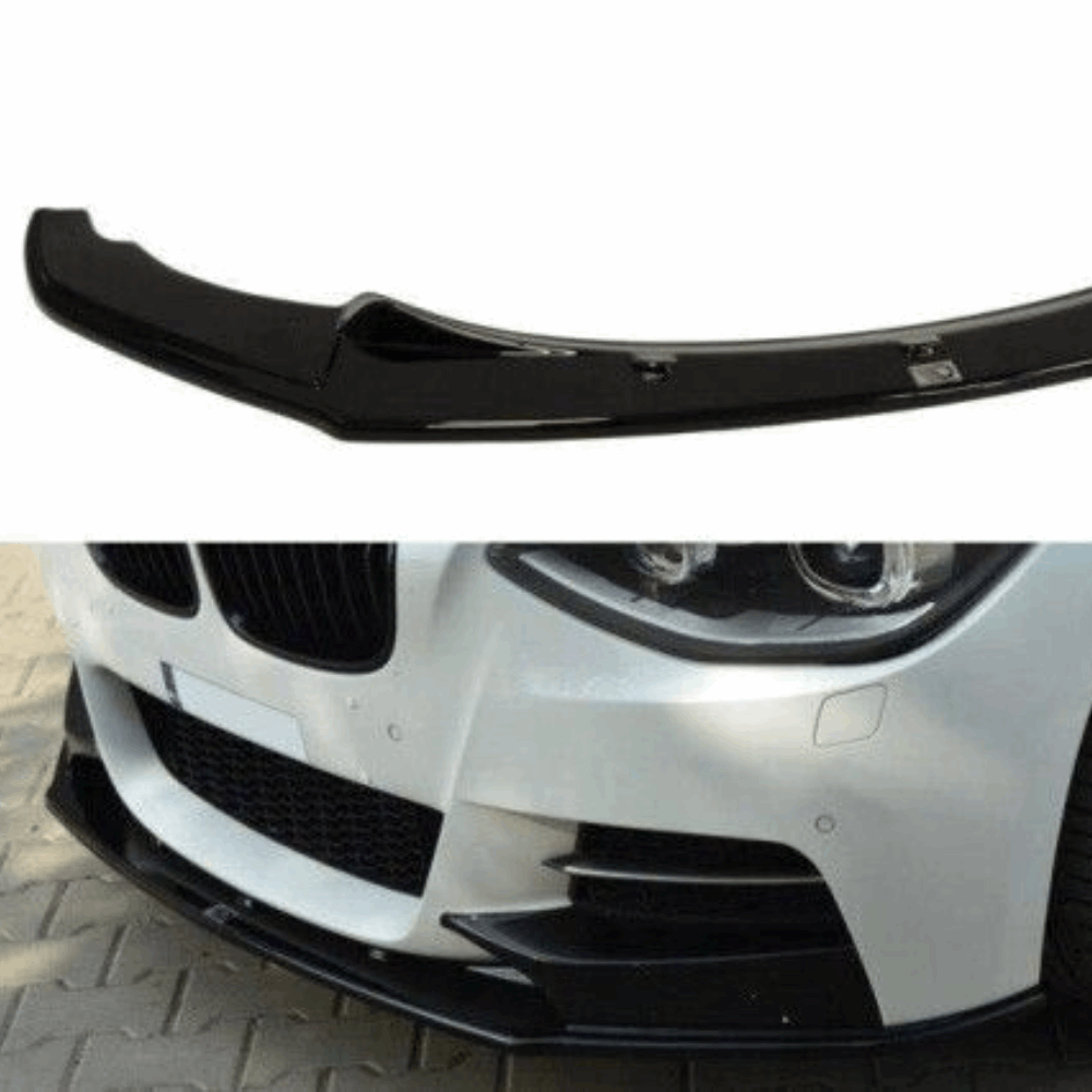 Cup Spoilerlippe Front Ansatz für BMW 1er F20/F21 M-Power (vor Facelift) schwarz Hochglanz von  Maxton Design