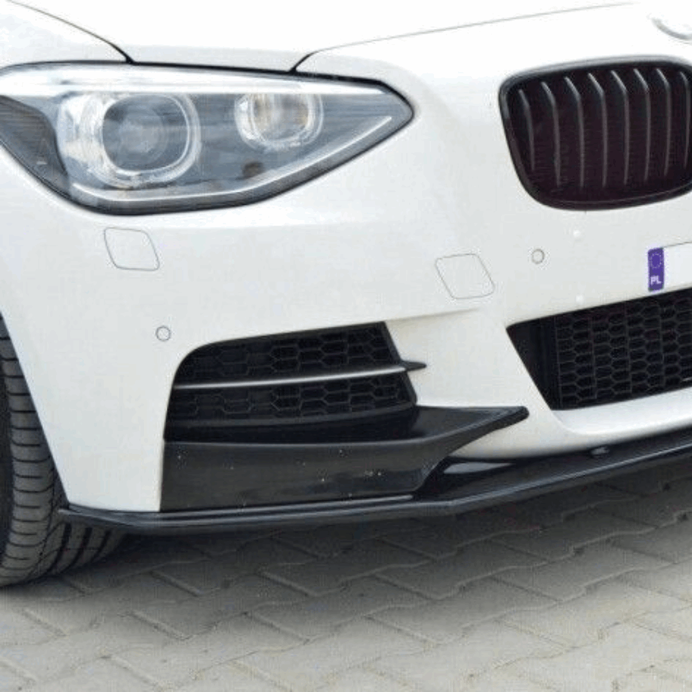 Cup Spoilerlippe Front Ansatz für BMW 1er F20/F21 M-Power (vor Facelift) schwarz Hochglanz von  Maxton Design