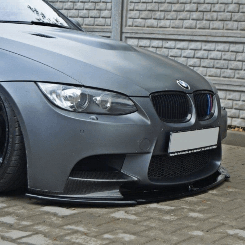Cup Spoilerlippe Front Ansatz für BMW M3 E92 / E93 vor Facelift schwarz Hochglanz von Maxton Design