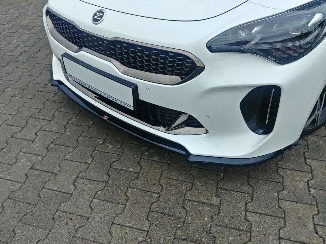 Cup Spoilerlippe Front Ansatz V.1 für KIA STINGER GT schwarz Hochglanz von Maxton Design