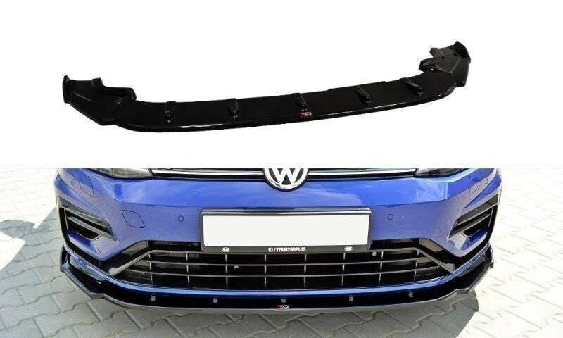 Cup spoiler lip front attachment V.1 for VW GOLF 7 R / R-Line Facelift black high gloss by Maxton Design