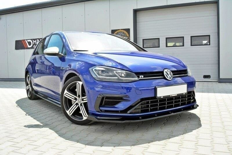 Cup spoiler lip front attachment V.1 for VW GOLF 7 R / R-Line Facelift black high gloss by Maxton Design