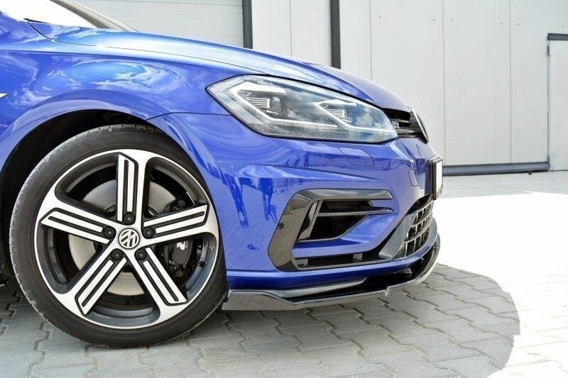 Cup spoiler lip front attachment V.1 for VW GOLF 7 R / R-Line Facelift black high gloss by Maxton Design