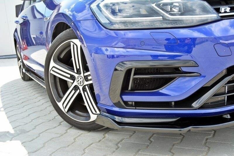 Cup spoiler lip front attachment V.1 for VW GOLF 7 R / R-Line Facelift black high gloss by Maxton Design