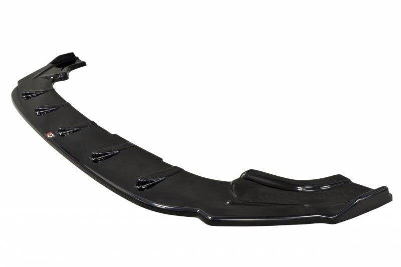 Cup spoiler lip front attachment V.1 for VW GOLF 7 R / R-Line Facelift black high gloss by Maxton Design