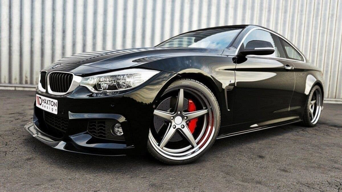 Cup spoiler lip front attachment V.2 for BMW 4 Series F32 M package (GTS-look) black high gloss by Maxton Design