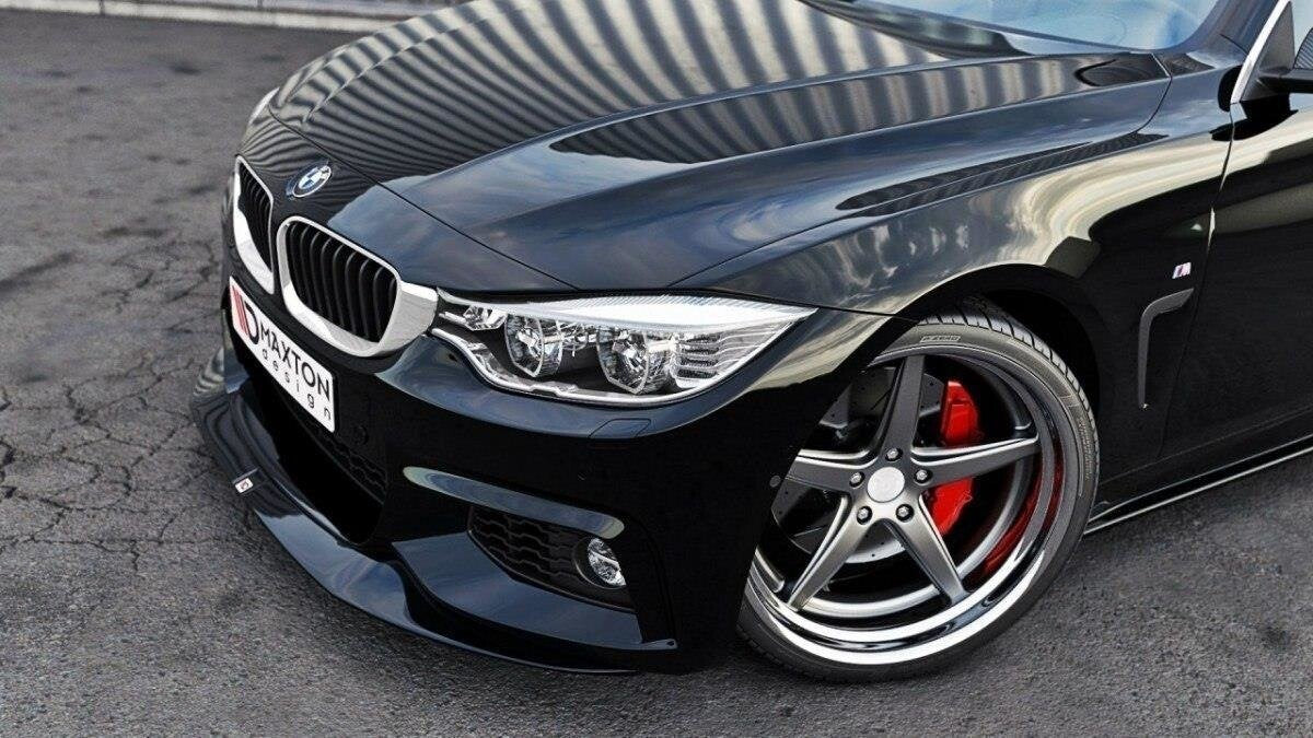 Cup spoiler lip front attachment V.2 for BMW 4 Series F32 M package (GTS-look) black high gloss by Maxton Design