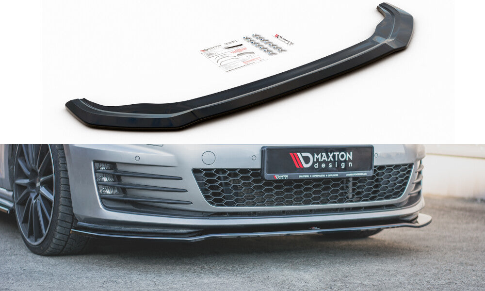 Fijación frontal del borde del alerón de la copa V.2 para VW Golf 7 GTI negro brillante de Maxton Design