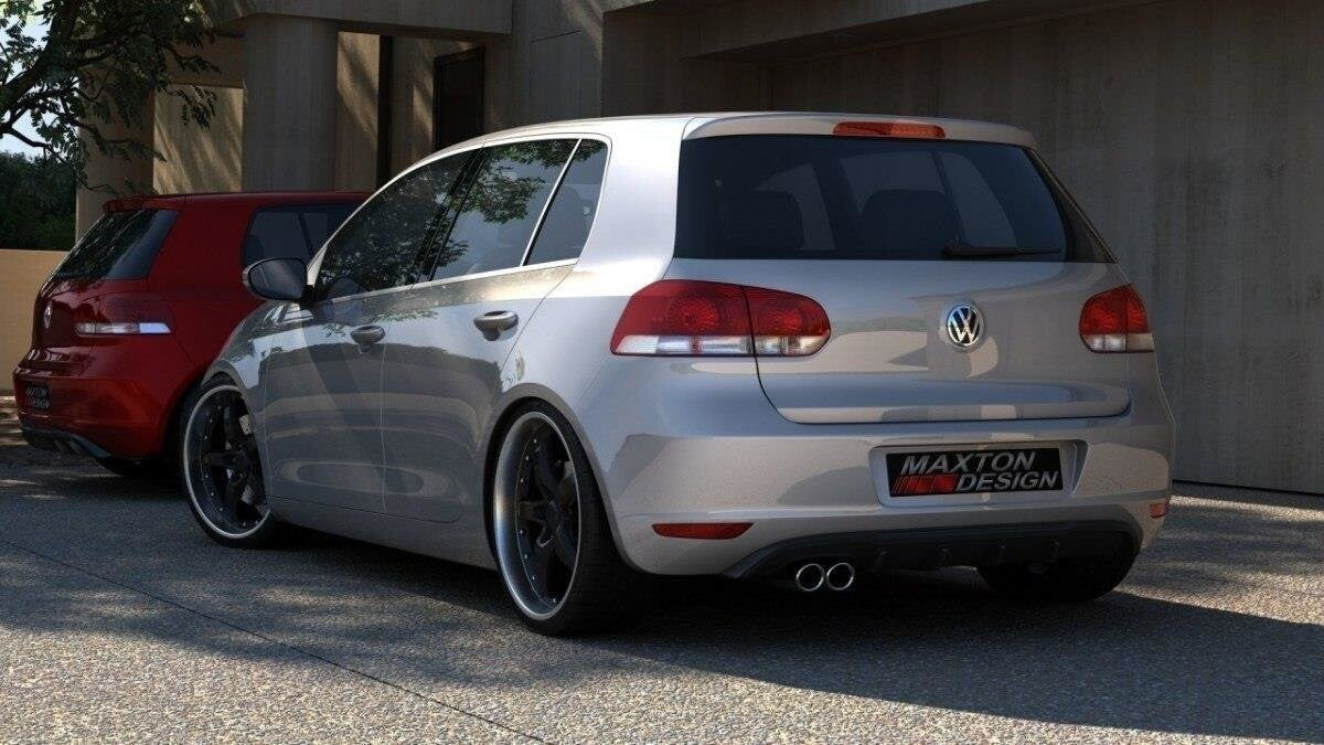 Heck Ansatz Diffusor für VW GOLF 6 MIT 1 AUSPUFF schwarz Hochglanz von Maxton Design