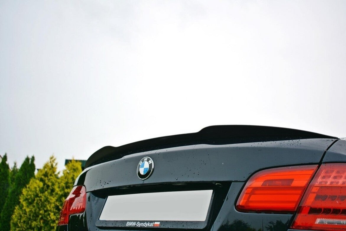 Heck Spoiler Aufsatz Abrisskante für BMW 3er E92 M Paket Schwarz Hochglanz von Maxton Design