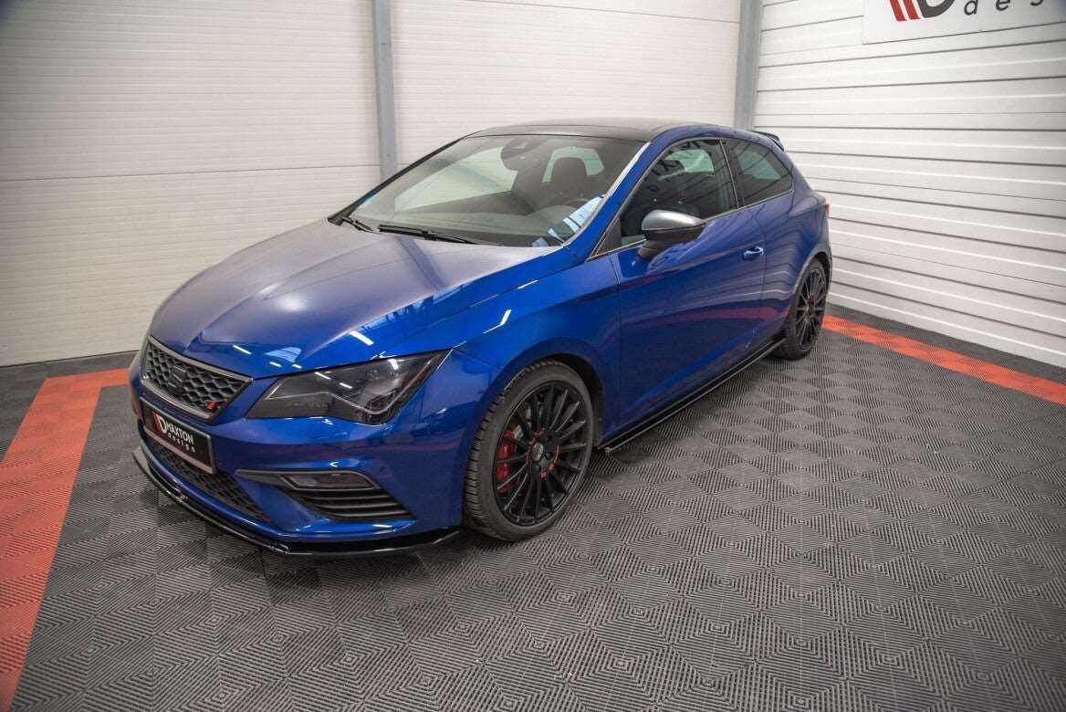 Seitenschweller Ansatz Cup Leisten für Seat Leon Cupra / FR SC Mk3 / Mk3 FL schwarz Hochglanz von Maxton Design