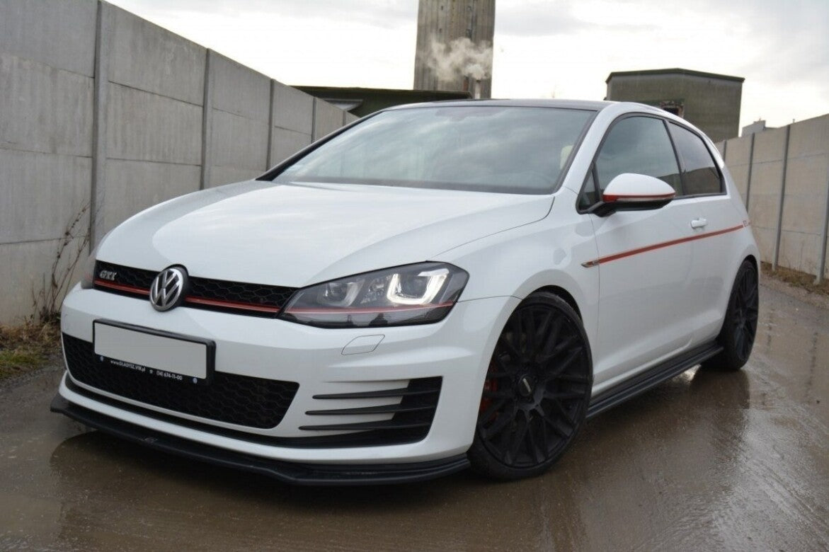 Seitenschweller Ansatz Cup Leisten für VW GOLF 7 GTI PREFACE/FACELIFT (breit) schwarz Hochglanz von Maxton Design