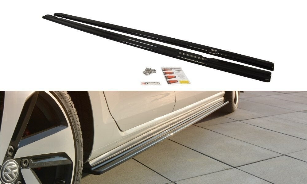 Seitenschweller Ansatz Cup Leisten für VW GOLF 7 GTI PREFACE/FACELIFT (breit) schwarz Hochglanz von Maxton Design
