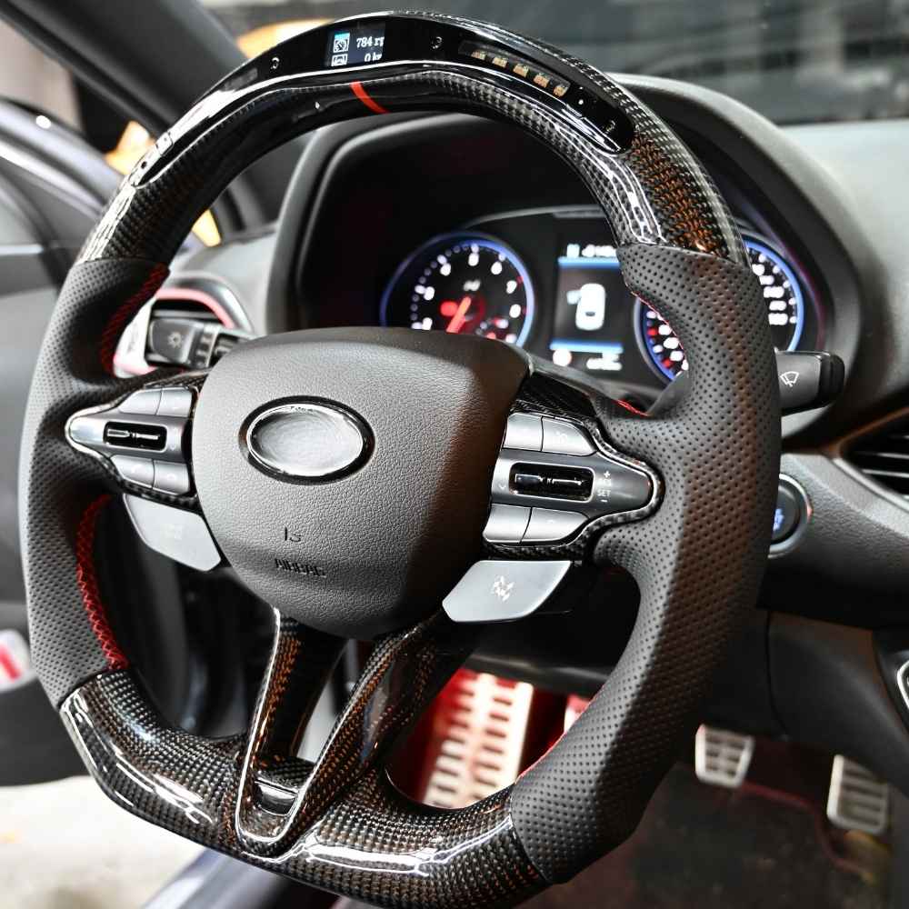 Carbon steering wheel with gearshift indicator for Hyundai i30N 
