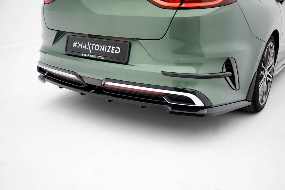 Middle Cup Diffuser Rear Approach DTM Look for Kia Proceed GT-Line Mk1 Facelift Black High Gloss by Maxton Design