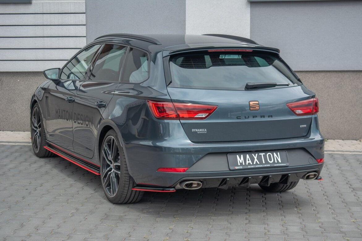 Rear spoiler attachment tear-off edge for Seat Leon Mk3 Cupra ST Facelift black high gloss by Maxton Design